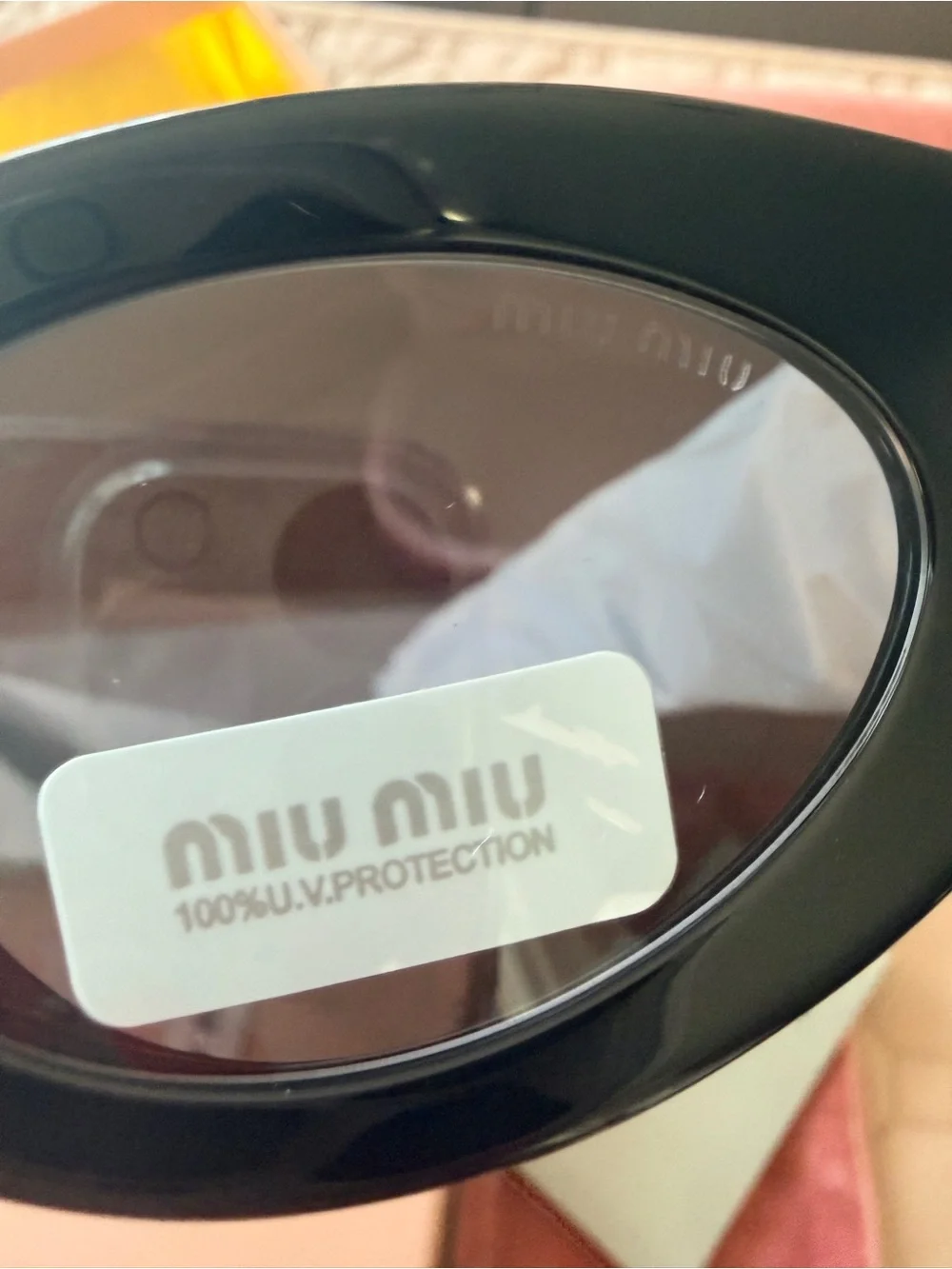 Miu Miu Black chunky oval Sunglasses • 100% UV Protection Tinted gray lens NIB